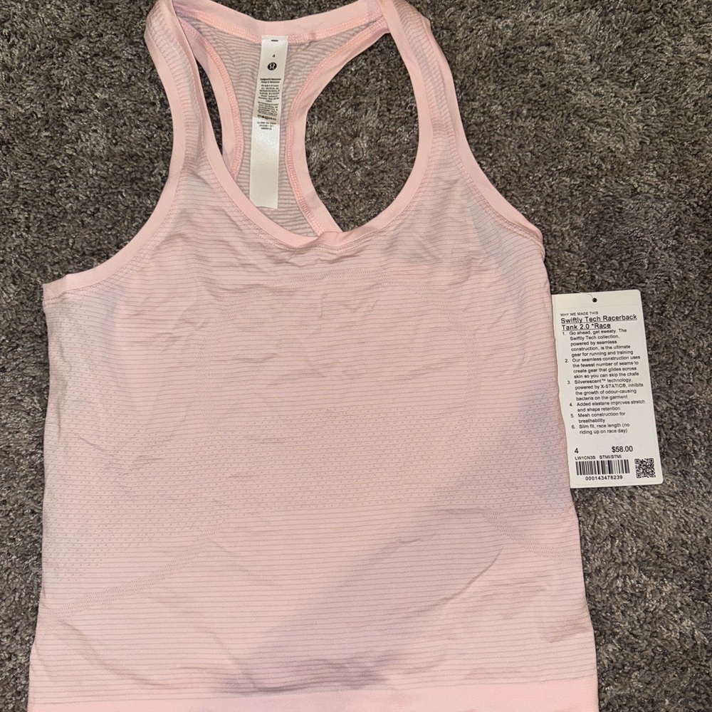 New size 4 lululemon swiftly tech tank, race length, strawberry milkshake